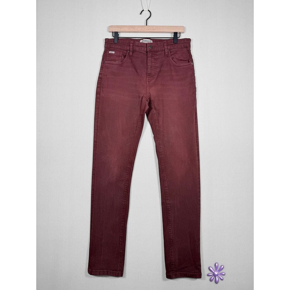 LINDBERGH Superflex Burgundy Tapered Jeans Mens 32 Stretch 5 Pocket Denmark